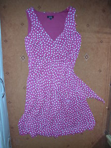 SZ 18 WRAP STYLE PINK WHITE POLKA DOT SEXY DRESS WOW !