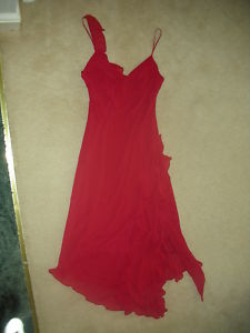 SZ 10 BAY RED COCKTAIL SEXY LONG FLOATY SEXY DRESS WOW