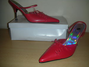 BNWB SZ 7 EU 40 BLU RED SEXY SLING BACK SHOES WOW ;)