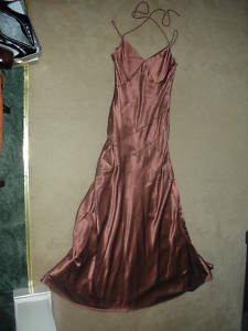 SZ 8 MONSOON LONG BROWN SILKY COCKTAIL DRESS RRP £199 X