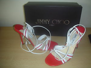 BOXED JIMMY CHOO SHOES SIZE 4 EU 37 RED DESIGNER £295 