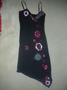 SZ 8 BLACK KAREN MILLEN COCKTAIL DESIGNER SILK DRESS