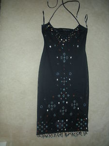 SZ 12 BLACK KAREN MILLEN COCKTAIL DESIGNER BEADED DRESS