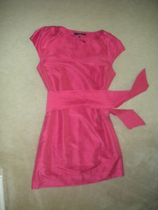 COAST SIZE 12  FUSHIA PINK STRAPLESS SILK PARTY DRESS 