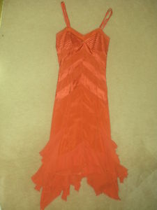 SIZE 8 SILK KAREN MILLEN ORANGE COCKTAIL DRESS rrp £235