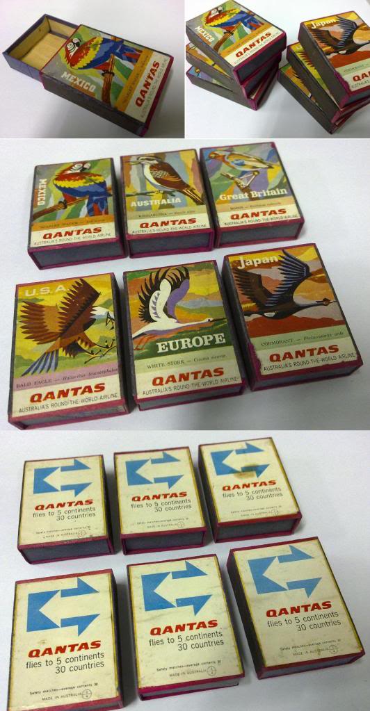 Qantas Airline vintage matchboxes