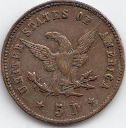 VINTAGE UNITED STATES ARGENTINA BRASS EAGLE $5 TOKEN