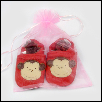 Red Soft Sole Leather Baby shoes Lovely Monkey 12-18m