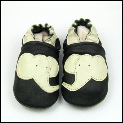 soft sole Leather Toddler shoes Elephant Black 12-18m