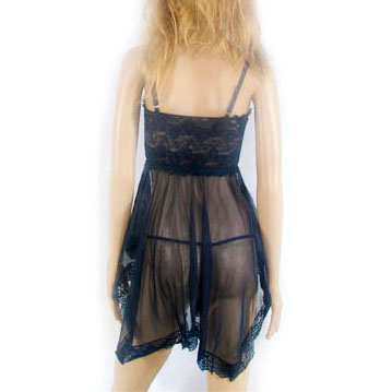 Sexy Lingerie Dark Blue Lace floral Babydoll G String