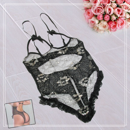 Sexy Black Lingerie teddy Cupless Lace Underwear 124