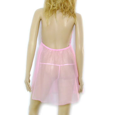 Sexy Lingerie Pink Halter Lace Babydoll Dress Thong 013