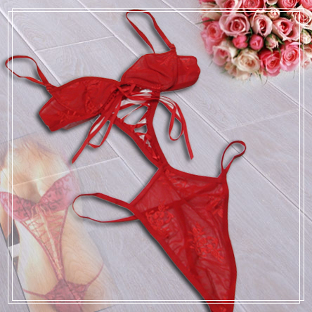 Sexy Bikini Red Lingerie Teddy Underwear Bra Knicker 