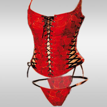 Red Basque Sexy Lingerie Corset Underwear G String