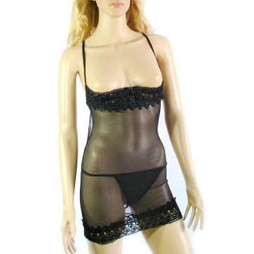 Sexy Lingerie Black Cupless Lace Babydoll G String 026