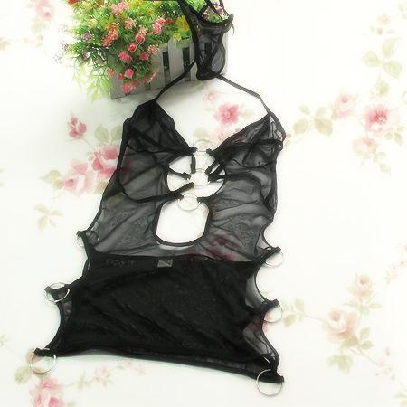 Sexy Lingerie Black Sheer Underwear Halter Sleepwear