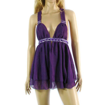 Sexy Lingerie Clubwear Purple Chemise Dress Thong 031