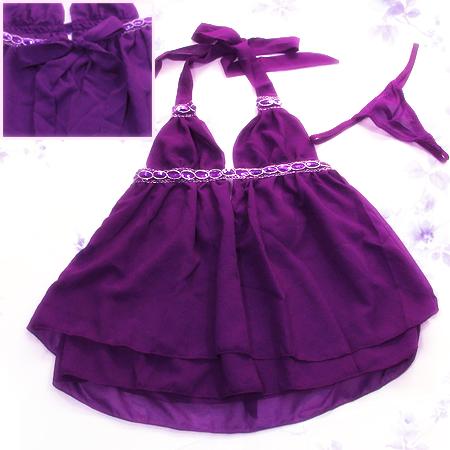 Sexy Lingerie Clubwear Purple Chemise Dress Thong 031