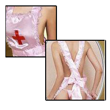 Sexy Lingerie Pink Fancy Nurse Cosplay Hat Thong Outfit