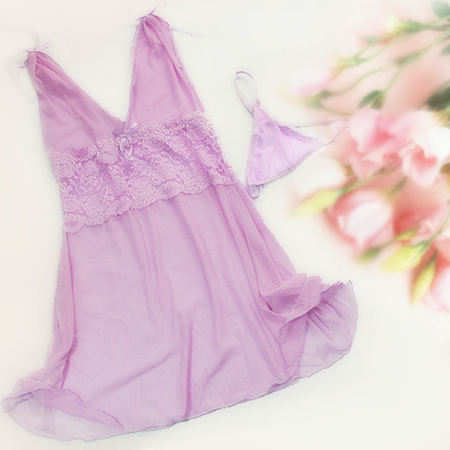 Sexy Lingerie Purple Sleepwear Lace Babydoll G String