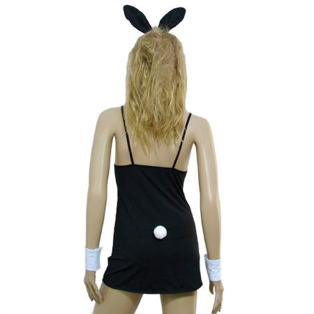 Sexy Lingerie Black Bunny Cosplay Outfit Clubwear Thong