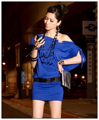 Soft Clothing Blue Womens Mini Dress Sexy Clubwear 