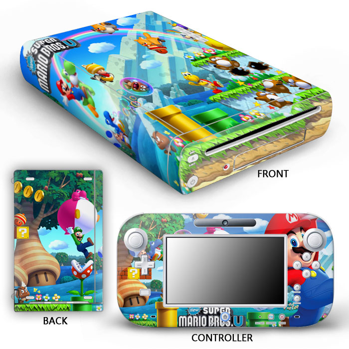 Nindendo Wii U Console & Controller Protector Skin Sticker Super Mario
