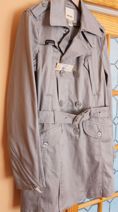 DIESEL Jalapis  Gray Silver Jacket Epaulet Coat Cotton Medium