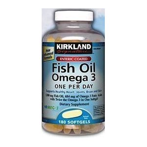 Kirkland Signature Enteric Coated Fish Oil Concentrate Maximum Strength 180 Softgels