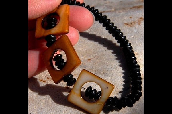 KapKa Design Golden Mother of Pearl and Black Ebony Wood Bracelet