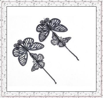 1 pair Fashion Big Butterfly Alloy Dangle Stud Earring