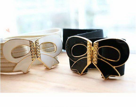 Women's Fashion  Bow Diamond Elastic Belt Buckle 