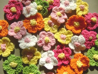 6× Crochet Flower Hair Corsage Bag Dress Applique Trim