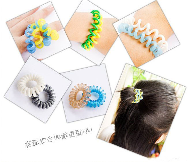 6 X colorful line hair ring hair rope girl headbands 