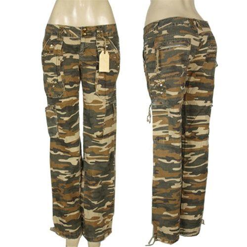 Miss Me Embellished Patchwork Camo Cargo Capris, Sz. S