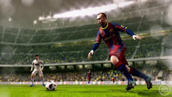 Taking a pass in the open field in FIFA Soccer 11