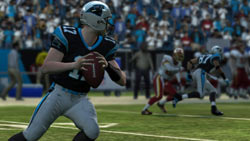 Quarterback throwing from the pocket in 'Madden NFL 10'