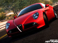 Red high-performance car in the desert in Need For Speed: Hot Pursuit