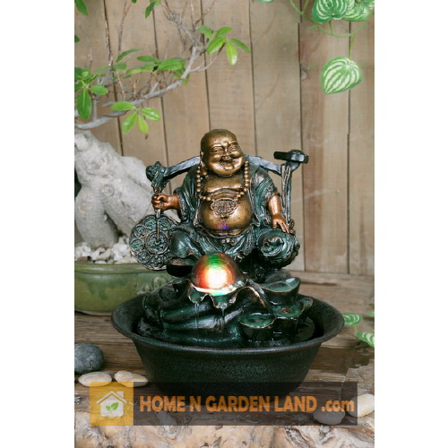 10' Water Fountain Lucky Buddha with Spinning Ball/LED
