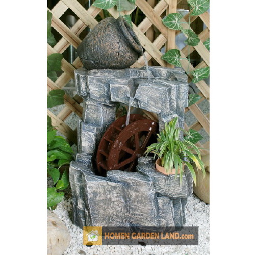 Fountain Jug and Waterwheel 36' 36 In Garden