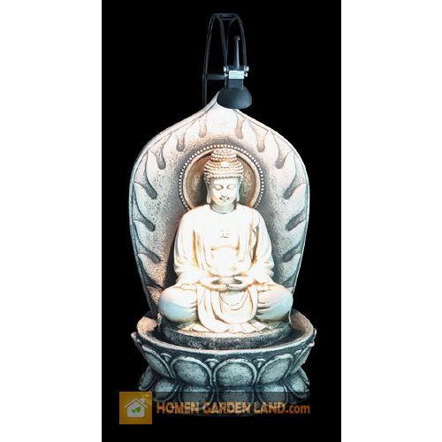 Fountain Buddha With Halogen Light 14' 14 In Religious