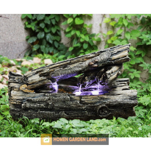 Fountain Wooden Log Look 36' 36 In Garden