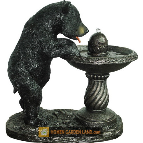 Fountain Baby Bear Drinking Water 20' 20 In Garden