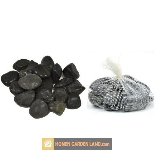 Polished Black Rock Stones 1 kg Bag Decorative