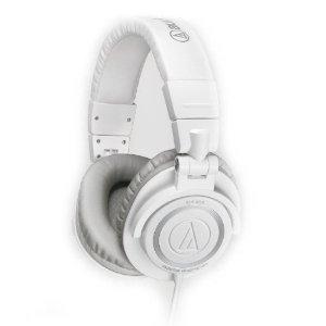 Audio Technica ATH-M50WH Professional Studio Monitor Headphones with Coiled Cable (White)