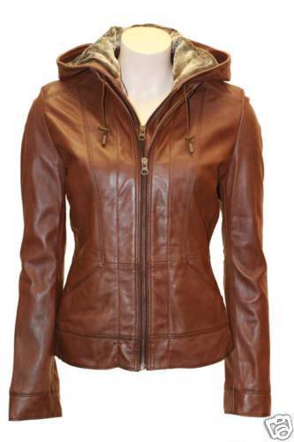 Images of Leather Jacket With Hood Womens - Reikian