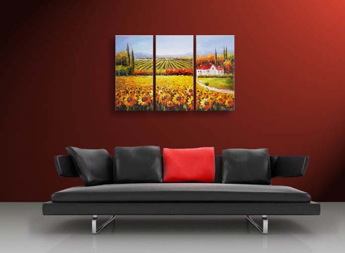 A13 - 60" FRAMED ABSTRACT MODERN Landscape ART OIL PAINTING