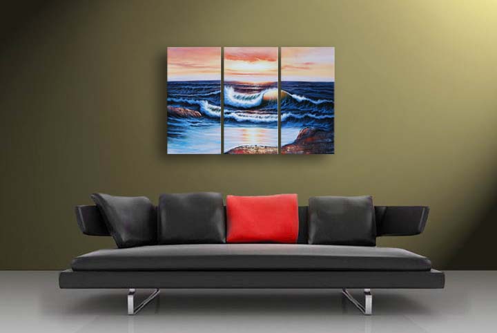 A2 - 60" FRAMED ABSTRACT MODERN ART OIL Seascape PAINTING