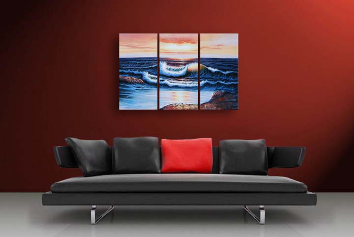 A2 - 60" FRAMED ABSTRACT MODERN ART OIL Seascape PAINTING
