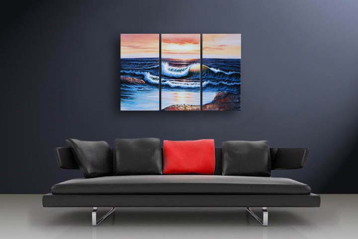 A2 - 60" FRAMED ABSTRACT MODERN ART OIL Seascape PAINTING